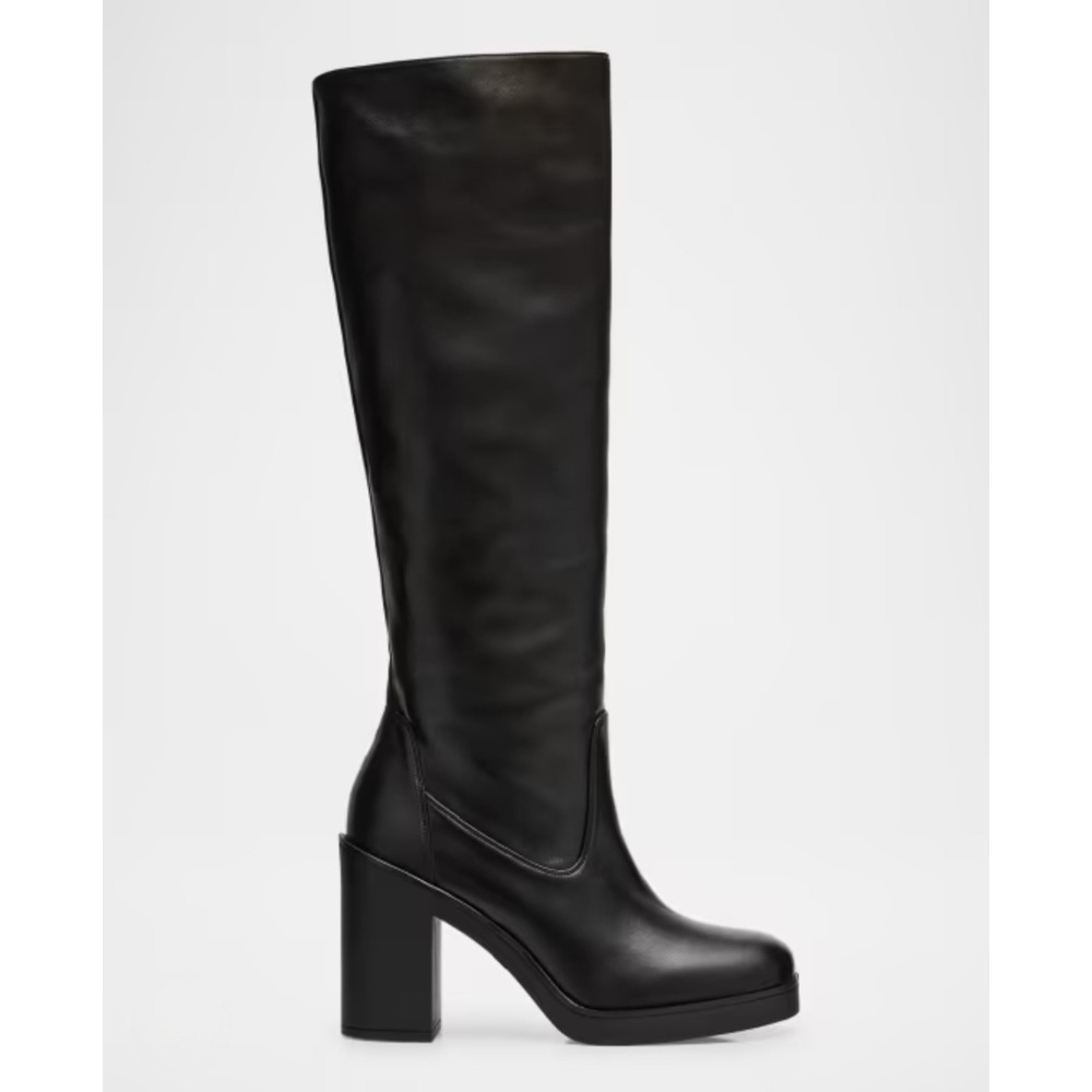 Stuart Weitzman Bethenny Black Leather Knee High Tall Platform Boots 9 SJ290
